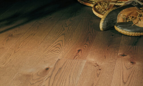 photo of 5” Red Oak Livesawn Fawn hardwood flooring from our Rangeley collection